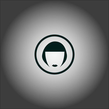 kadın baş kısa saç modeli ile minimalist vektör simgesi