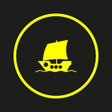 dolar işareti ile tekne yelken, vektör çizim 