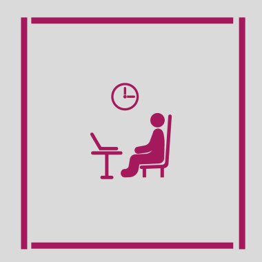 çalışma alanı düz simgesi, vektör, illüstrasyon laptop ile erkek avatar 