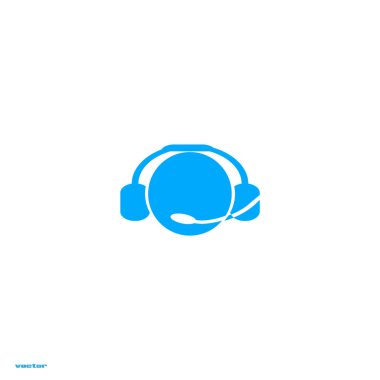 kulaklık yassı simgesi, vektör, illüstrasyon 