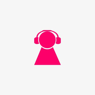 kulaklık yassı simgesi, vektör, illüstrasyon 