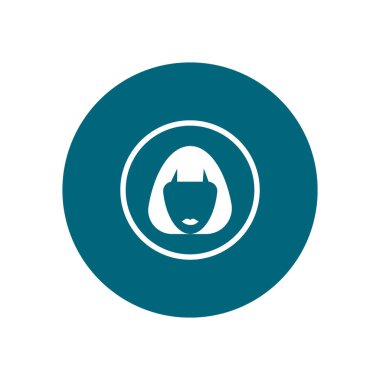 kadın baş kısa saç modeli ile minimalist vektör simgesi