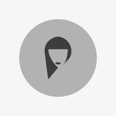 kadın kafa uzun saç modeli ile minimalist vektör simgesi