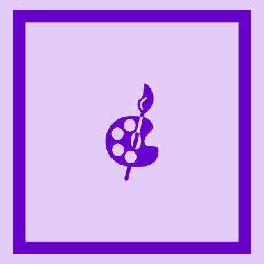 Ressam paleti fırça düz simgesi, vektör, illüstrasyon 