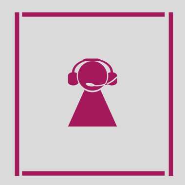 kulaklık yassı simgesi, vektör, illüstrasyon 