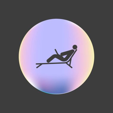 şezlong, vektör çizim üzerinde insan minimalist simgesi