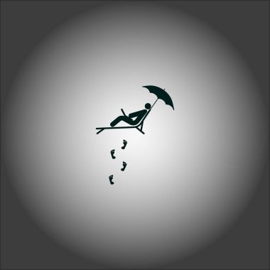 vektör çizim simgesini tembel üzerinde laptop ile yatan adam