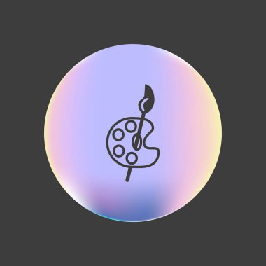 Ressam paleti fırça düz simgesi, vektör, illüstrasyon 