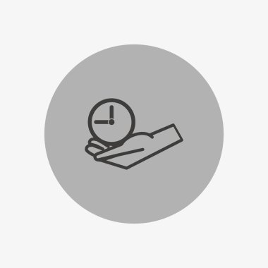 Saat minimalist vektör simgesi tutan el