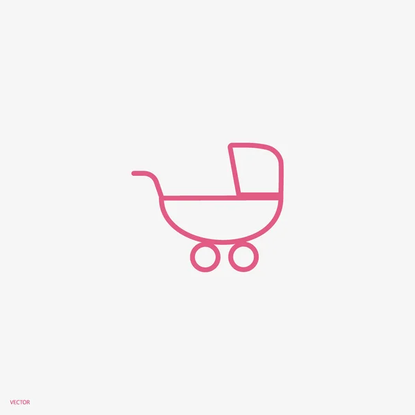 Pram Platte Stijlicoon Vectorillustratie — Stockvector