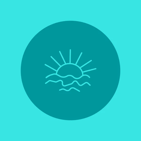 Puesta Sol Las Olas Del Mar Icono Estilo Plano Vector — Vector de stock