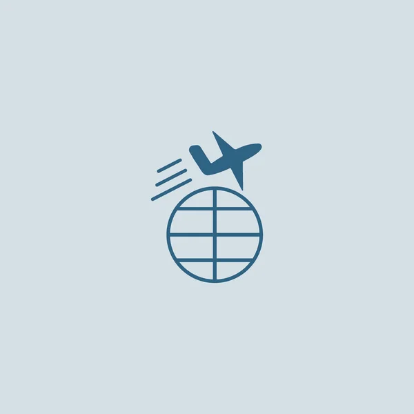 Icono Vectorial Minimalista Globo Con Aviones — Vector de stock