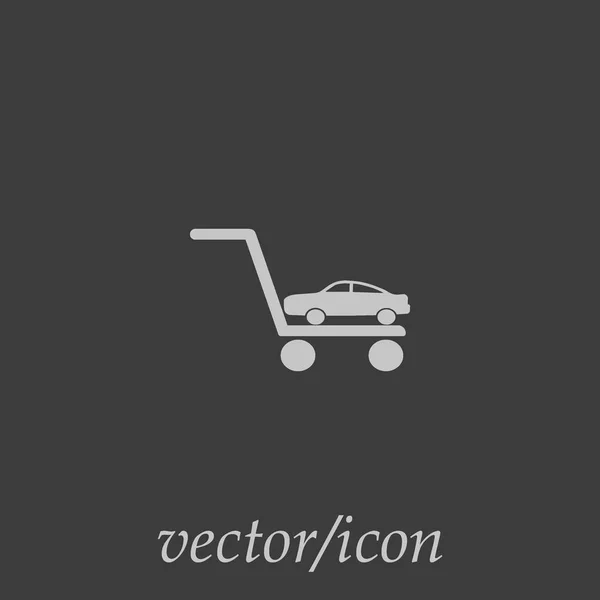 Minimalistische Vektor Ikone Von Auto Auf Abschleppwagen — Stockvektor