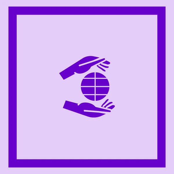 Vector Icon Illustration Human Hands Holding Globe — Stock Vector