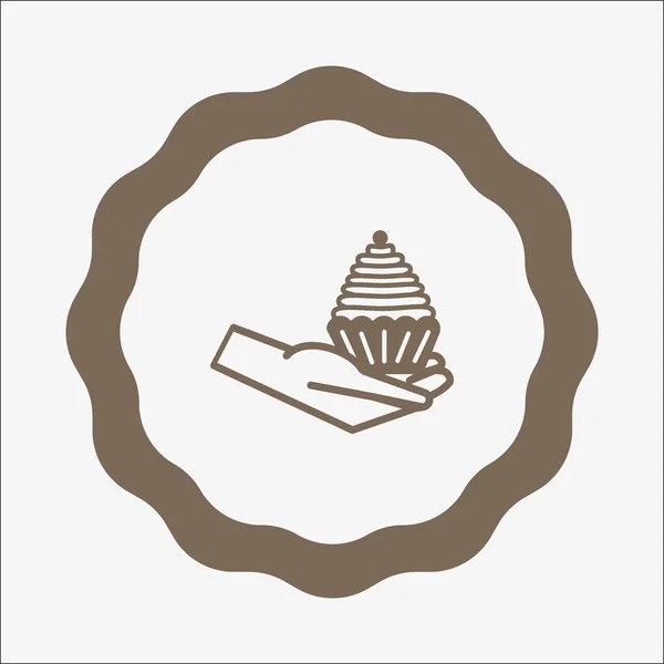 Аппетитный Кусок Торта Руке Шаблон Логотипа — стоковый вектор