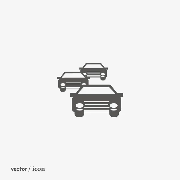 Minimalistic Vector Icon Three Cars Riding — Stock Vector