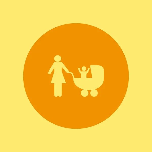 Vektor Ikone Der Mutter Mit Kinderwagen — Stockvektor