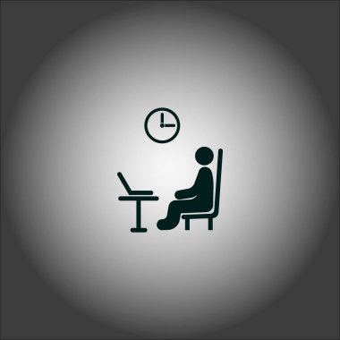 çalışma alanı düz simgesi, vektör, illüstrasyon laptop ile erkek avatar 