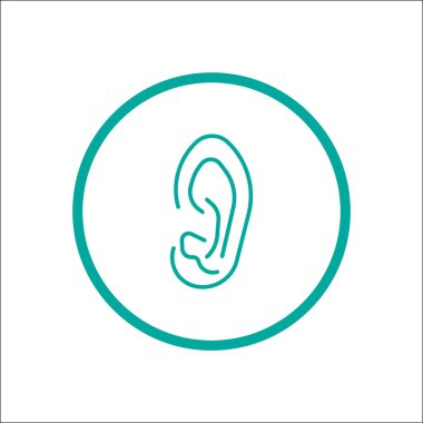 insan kulağının düz simgesi, vektör, illüstrasyon