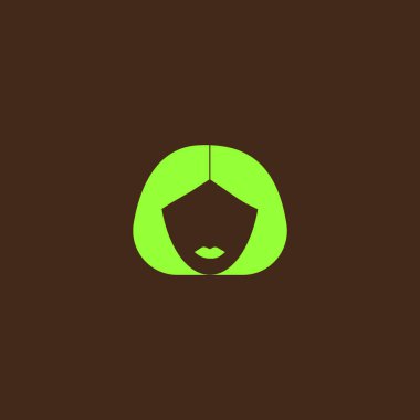 kadın baş kısa saç modeli ile minimalist vektör simgesi