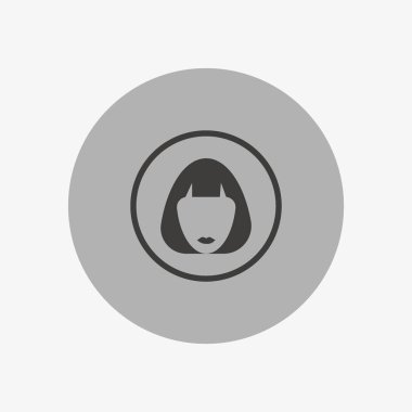 kadın baş kısa saç modeli ile minimalist vektör simgesi