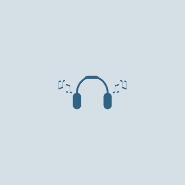 kulaklık yassı simgesi, vektör, illüstrasyon 