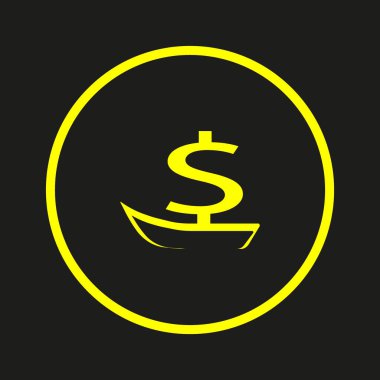 dolar işareti yelken, vektör çizim ile tekne 