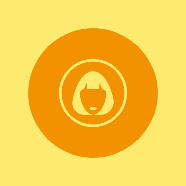 kadın baş kısa saç modeli ile minimalist vektör simgesi