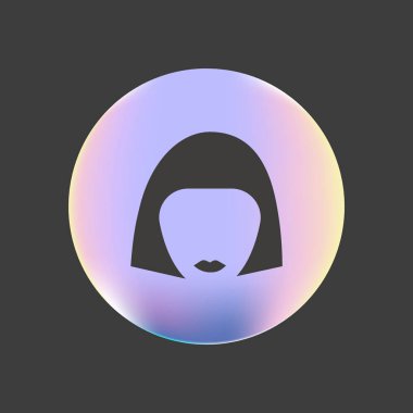 kadın baş kısa saç modeli ile minimalist vektör simgesi