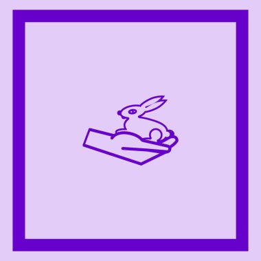 Bunny el düz simgesi, vektör çizim