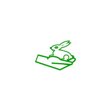 Bunny el düz simgesi, vektör çizim