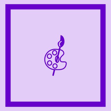 Ressam paleti fırça düz simgesi, vektör, illüstrasyon 