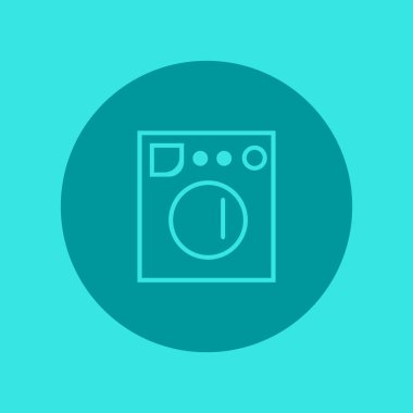 çamaşır makinesi düz simgesi, vektör, illüstrasyon