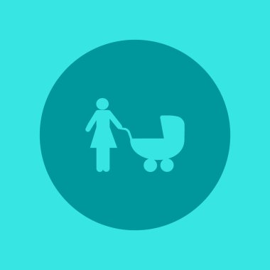Anne Bebek arabası ile ayakta vektör simgesi