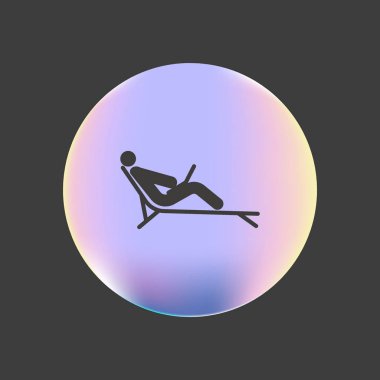 şezlong, vektör çizim üzerinde insan minimalist simgesi