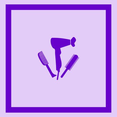 minimalist vektör simgesi saç kurutma makinesi ve fırçalar