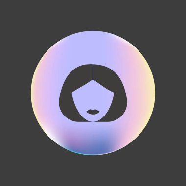 kadın baş kısa saç modeli ile minimalist vektör simgesi