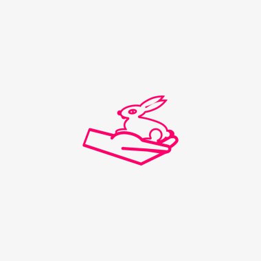 Bunny el düz simgesi, vektör çizim