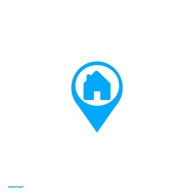 ev düz simgesi, vektör illüstrasyonu