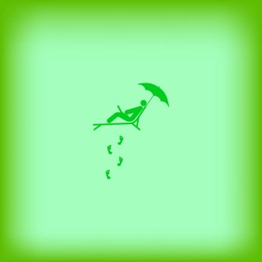 şezlong, vektör çizim üzerinde insan minimalist simgesi