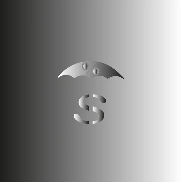Payung Berwarna Dengan Gambar Vektor Tanda Dolar - Stok Vektor