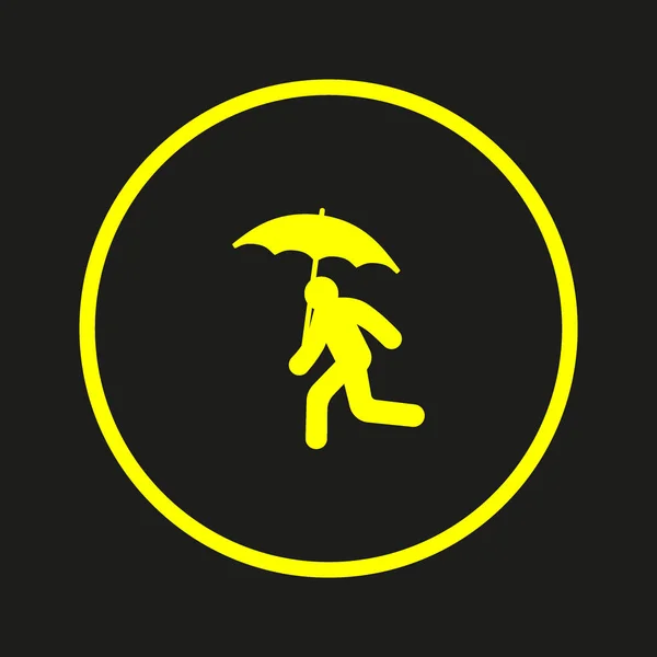 Silhouette Running Man Umbrella Simple Icon — Stock Vector