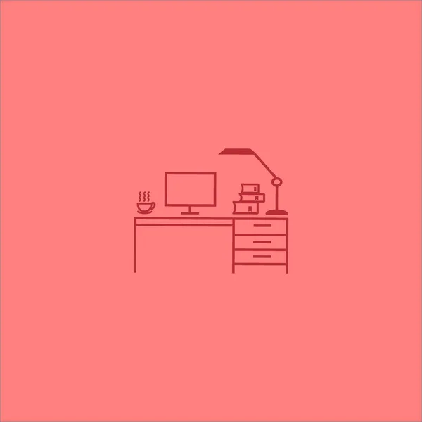 Рабочее Место Векторной Иллюстрацией Ноутбука — стоковый вектор