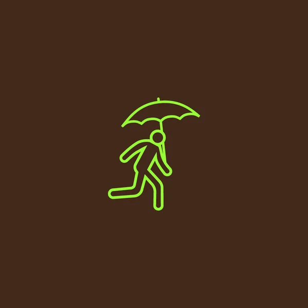 Running Avatar Umbrella Flat Icon Vector Illustration — Stock Vector