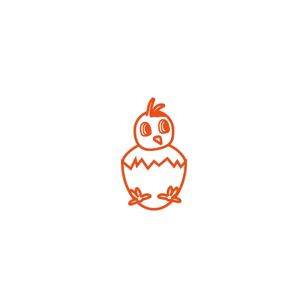 Cute Little Chick Eggshell Logo Template — Stock Vector
