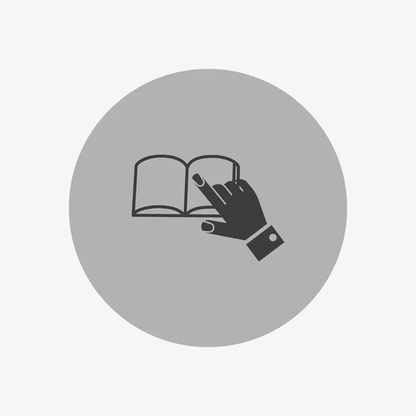 Mano Apuntando Libro Icono Simple — Vector de stock