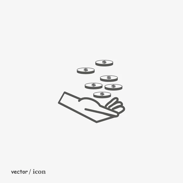 Hand Coins Flat Icon Vector Illustration Charity Concept — Stock Vector