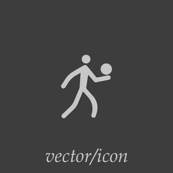 Silueta Hombre Corriendo Con Bola Icono Simple — Vector de stock