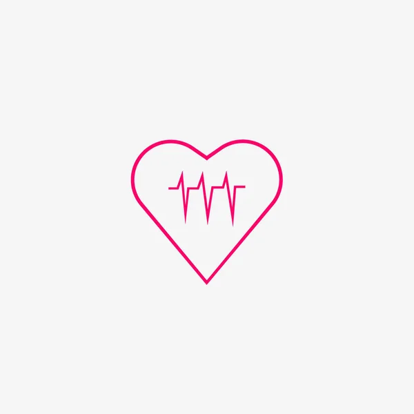 Cardiograma Del Corazón Icono Plano Vector Ilustración — Vector de stock