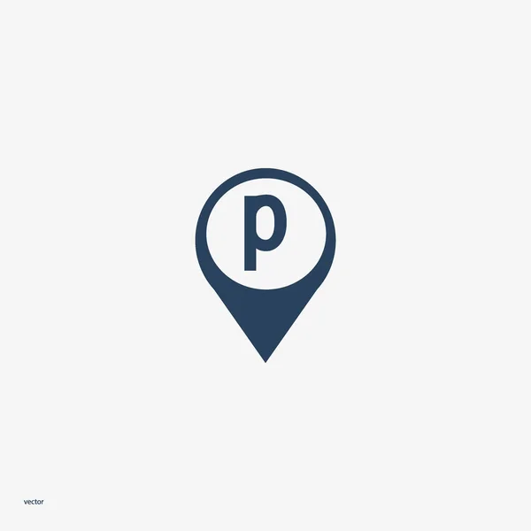 Mapa Puntero Con Signo Estacionamiento Icono Estilo Plano Vector Ilustración — Vector de stock